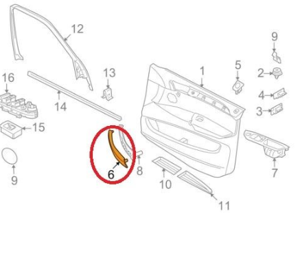 new bmw x5 e70 left door handle leather trim 51416970167 original