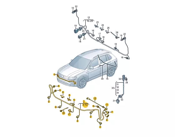 NEW VW TIGUAN AD FRONT BUMPER PDC WIRING HARNESS LOOM 5NA971095CL