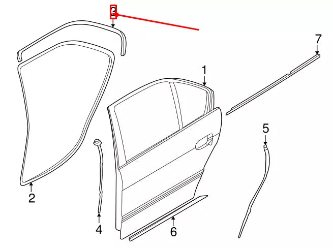 NEW BMW 7 E38 REAR RIGHT DOOR UPPER SEAL 51228157878 8157878 ORIGINAL