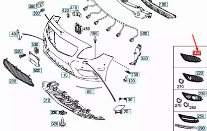 NEW MERCEDES-BENZ B W246 FRONT BUMPER RIGHT GRILLE A2468851622 ORIGINAL