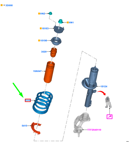 new ford transit custom mk1 front coil spring 1772813 original