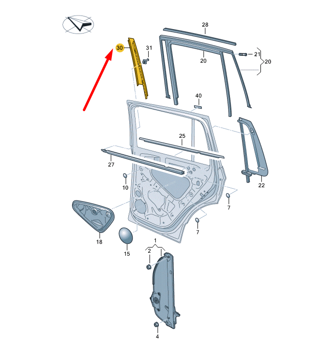NEW VW TIGUAN AD MK2 REAR RIGHT DOOR WINDOW FRAME TRIM 5NA839902B041 ORIGINAL