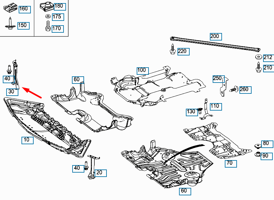 NEW MERCEDES-BENZ C-CLASS W204 FRONT SHIELD BRACKET A2045241440 ORIGINAL