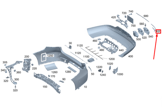 new mercedes-benz eqs v297 rear right bumper trim strip a2978858000 original