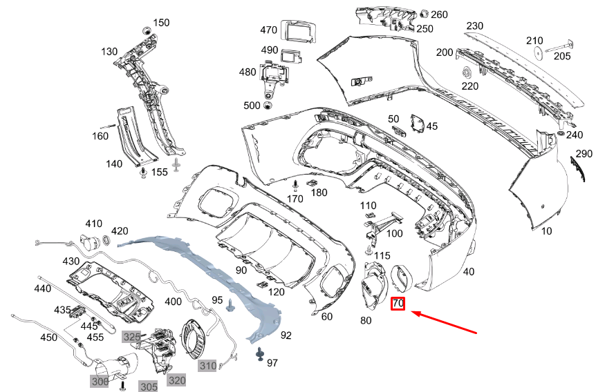 new mb glb x247 rear right exhaust tail pipe trim bezel a2478850001 original