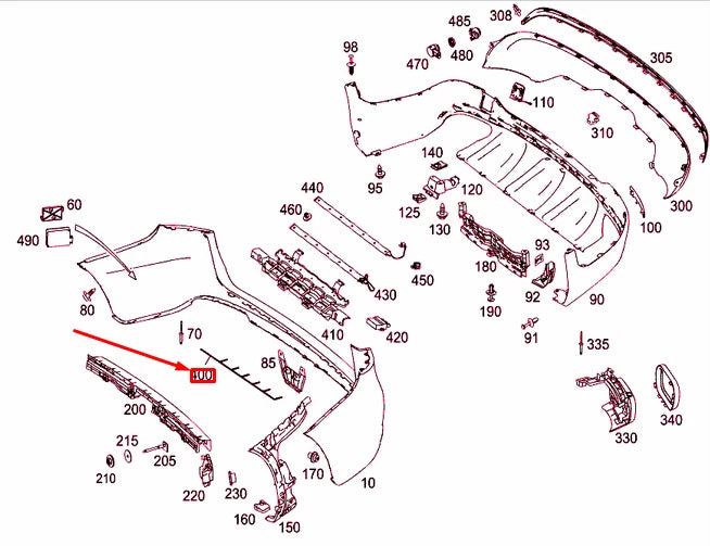 NEW MB GLC C253 REAR BUMPER ELECTRICAL WIRING HARNESS A2535403505