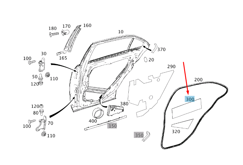 new mb e w212 rear right door corner piece damping a2126820908 original