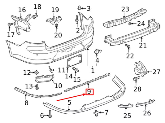 NEW VOLKSWAGEN ARTEON 3H7 REAR BUMPER CENTER TRIM MOLDING 3G88538352ZZ ORIGINAL