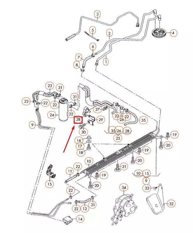 NEW AUDI A4 B7 FUEL LINE BRACKET 021133687A ORIGINAL