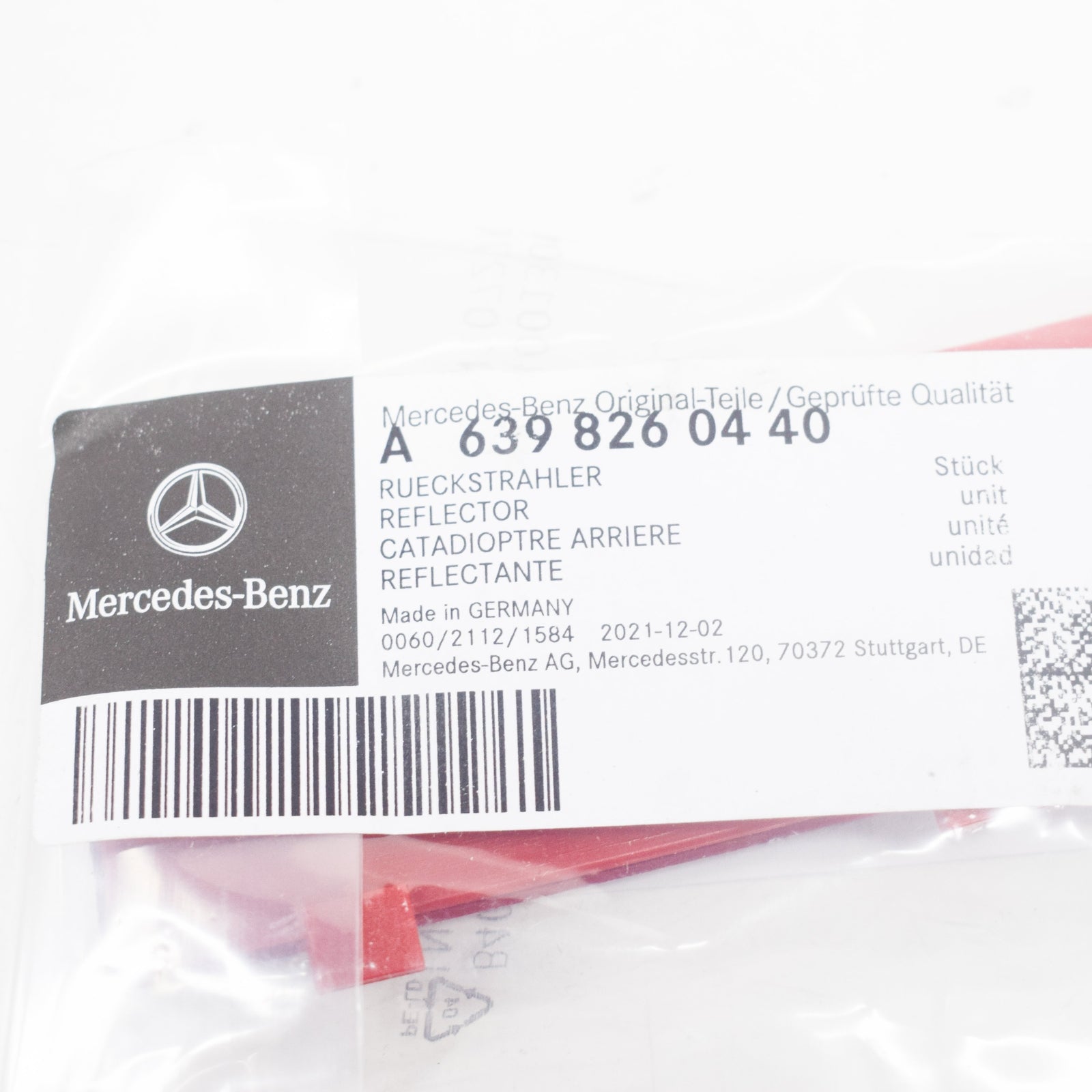 NEW MB VITO BUS W638 REAR BUMPER LEFT RED REFLECTOR A6398260440 ORIGINAL