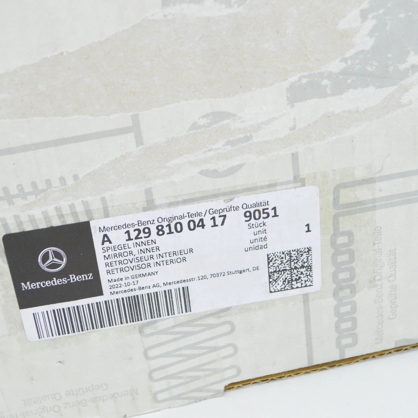 NEW MERCEDES-BENZ SL R129 INTERIOR REAR VIEW MIRROR LHD A12981004179051 ORIGINAL