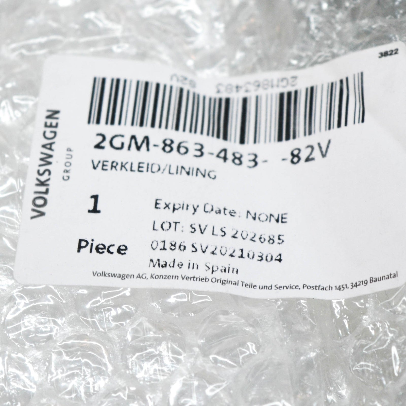 NEW VOLKSWAGEN T-CROSS C11 FRONT LEFT A PILLAR TRIM 2GM86348382V ORIGINAL