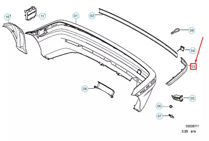 NEW BMW 3 COMPACT E36 REAR BUMPER LEFT RUBBER STRIP 51128206373 8206373 ORIGINAL