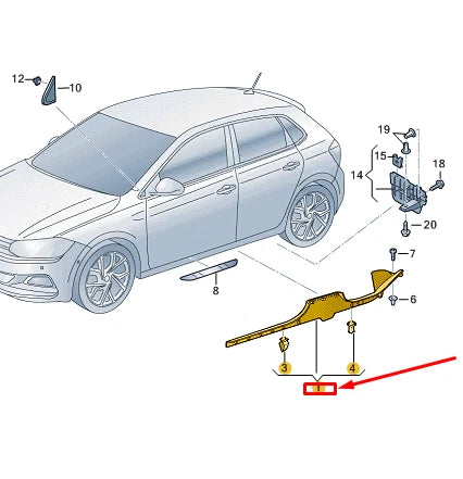NEW VW POLO AW MK6 LEFT SILL TRIM STRIP 2G4853371A82V ORIGINAL