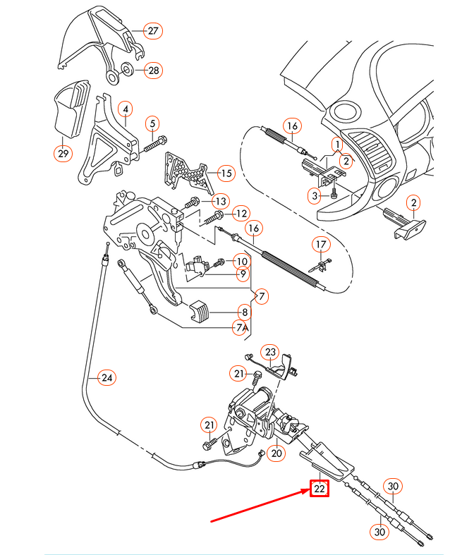 new audi q7 4l pull cable guide 7l0721361a original