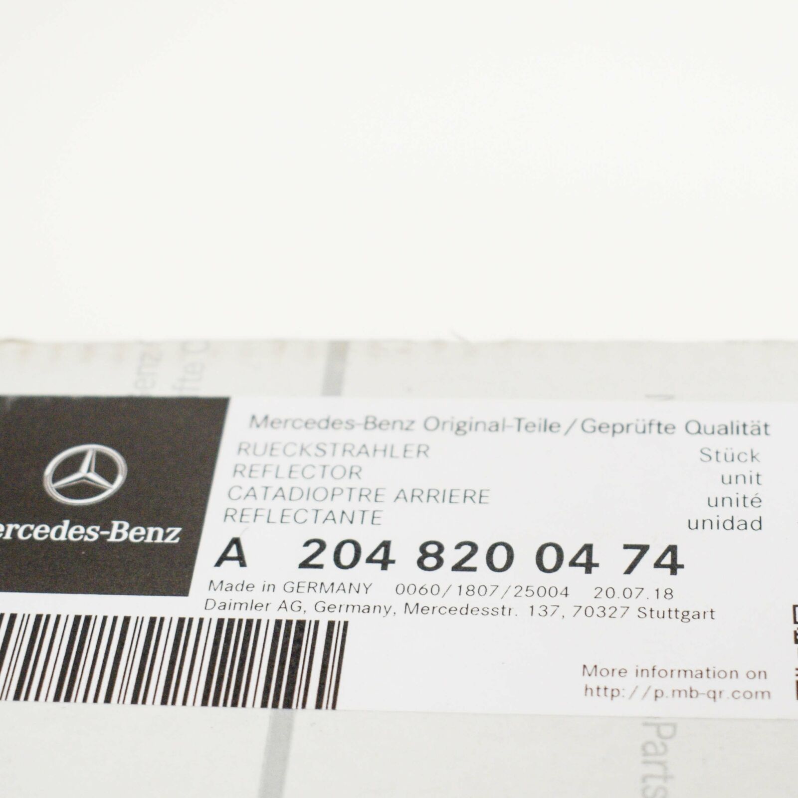 NEW MERCEDES-BENZ GLK-CLASS X204 REAR RIGHT BUMPER REFLECTOR A2048200474