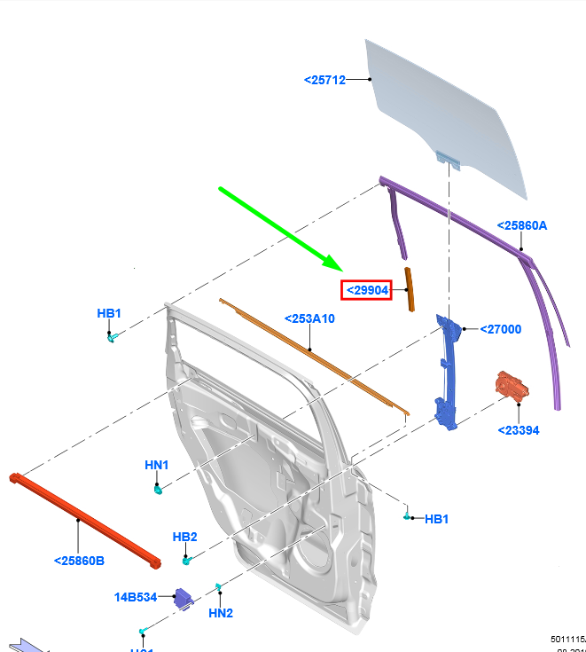 new ford galaxy mk3 rear door window weatherstrip 5347449 original