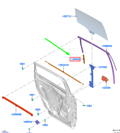 new ford galaxy mk3 rear door window weatherstrip 5347449 original
