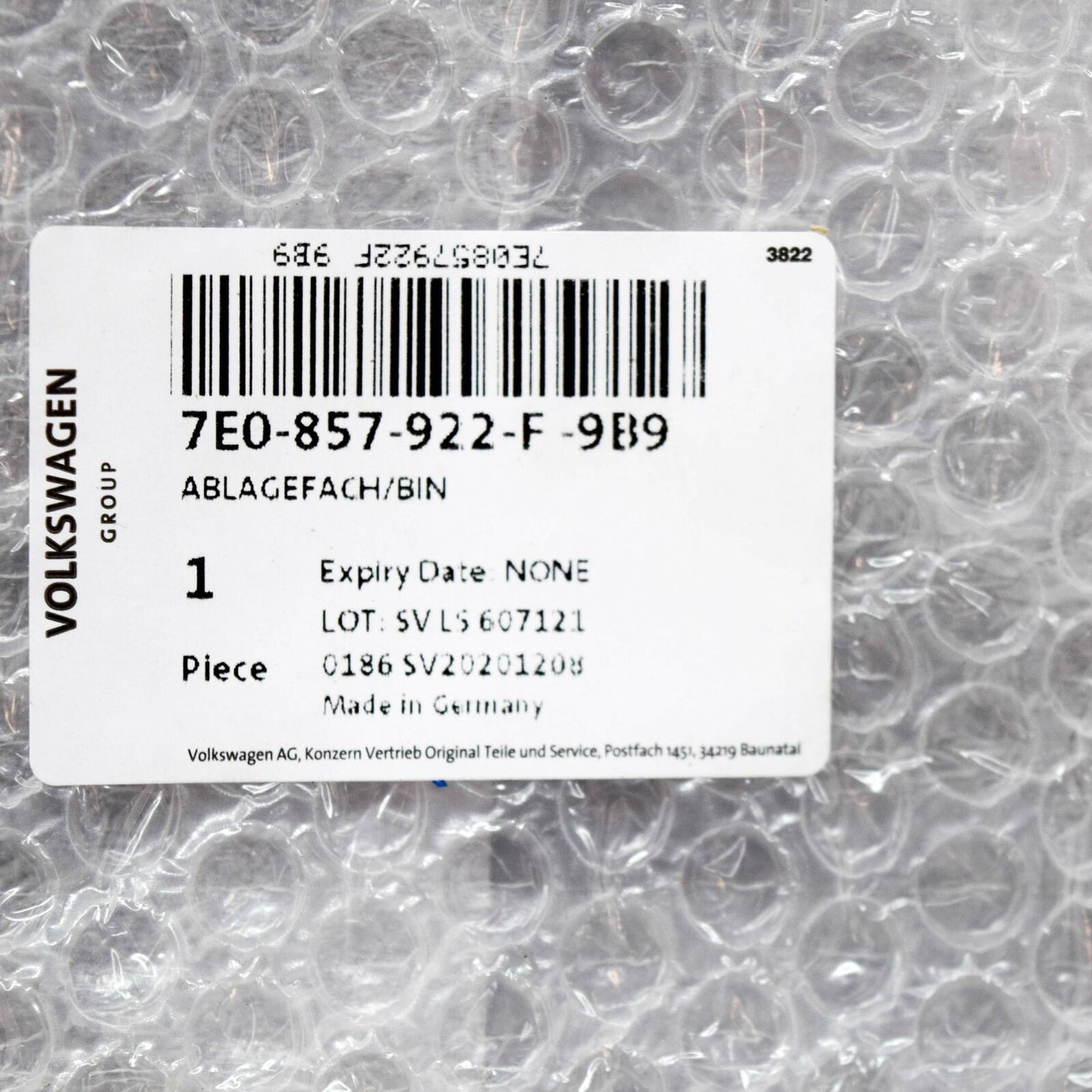 NEW VW TRANSPORTER T5 DASH UPPER CENTRE STOWAGE COMPARMENT 7E0857922F9B9