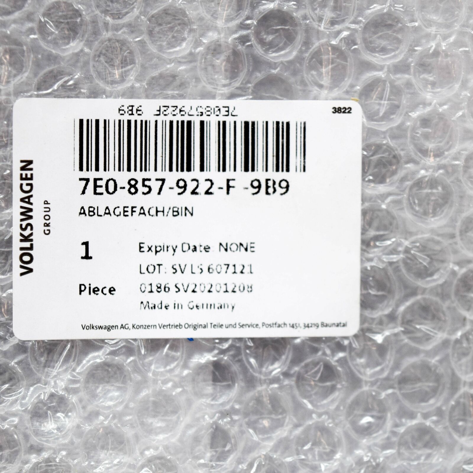 NEW VW TRANSPORTER T5 DASH UPPER CENTRE STOWAGE COMPARMENT 7E0857922F9B9