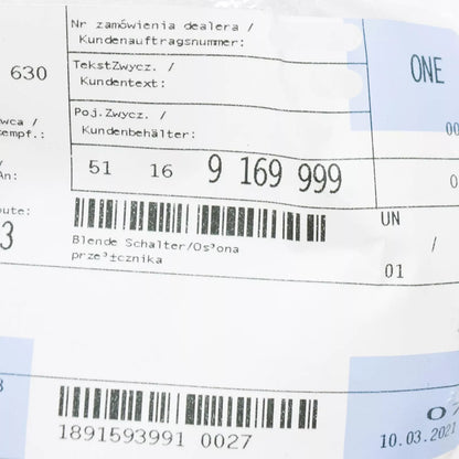 NEW BMW 6 E63 CIC CONTROLLER SWITCH COVER 51169169999 ORIGINAL