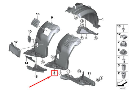 NEW BMW 3 COUPE E92 FRONT RIGHT INNER FENDER LINING 7154416 51717154416 ORIGINAL