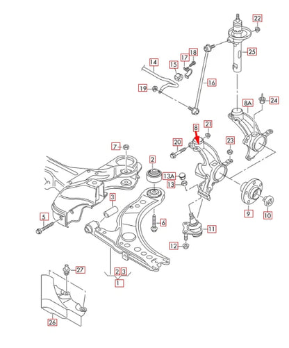 NEW AUDI A1 8X1 FRONT RIGHT SIDE WHEEL BEARING HOUSING 6Q0407256AC ORIGINAL