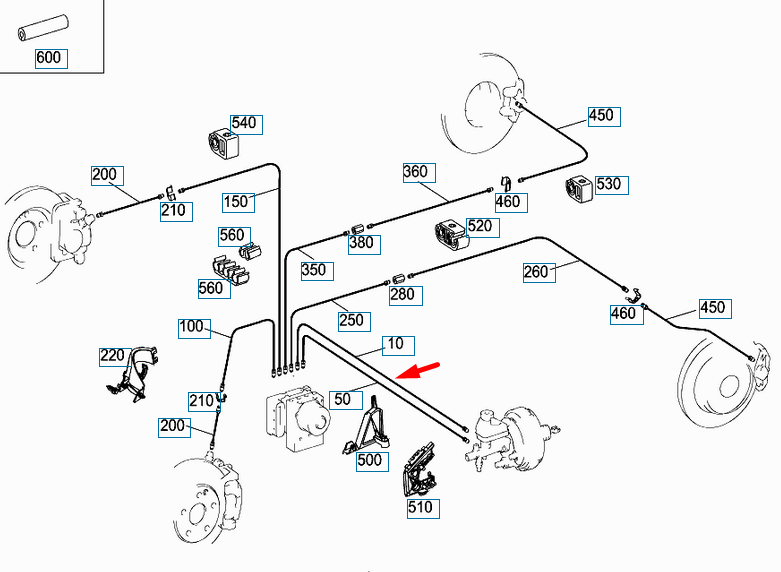 NEW MERCEDES-BENZ GLK-CLASS X204 BRAKE LINE A2044203326 LHD ORIGINAL