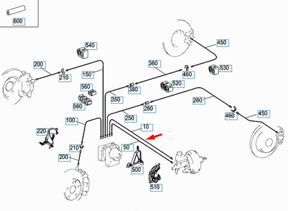 NEW MERCEDES-BENZ GLK-CLASS X204 BRAKE LINE A2044203326 LHD ORIGINAL