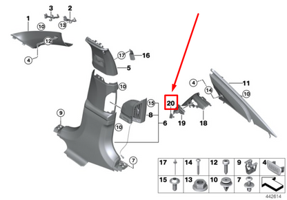 new bmw 7 g11, g12 right belt guide cover 51467392198 7392198 original