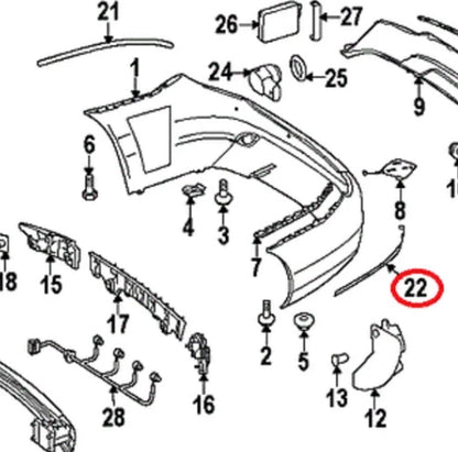 NEW MB C W204 REAR BUMPER LEFT SIDE MOULDING A2048852921 ORIGINAL
