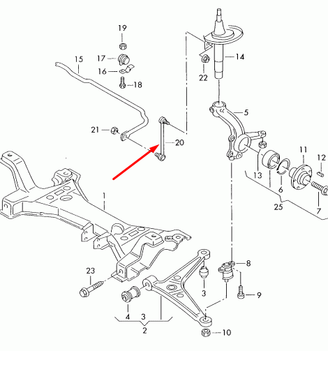 new vw sharan 7m front sway bar anti roll stabilizer link 7m3411317e original