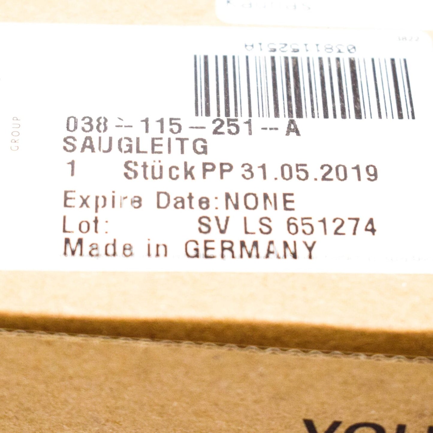 NEW VOLKSWAGEN TRANSPORTER T5 SUCTION LINE 038115251A ORIGINAL