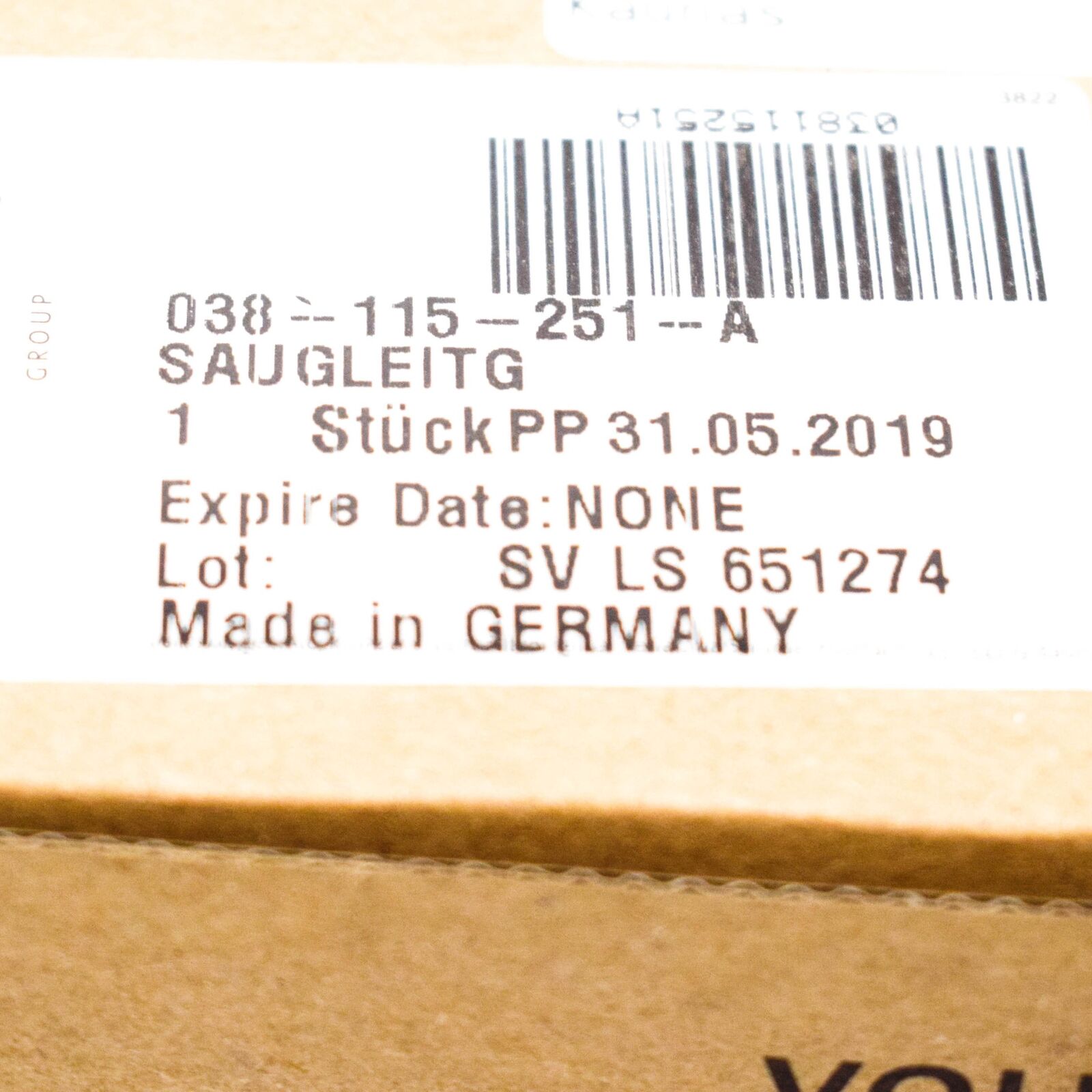 NEW VOLKSWAGEN TRANSPORTER T5 SUCTION LINE 038115251A ORIGINAL