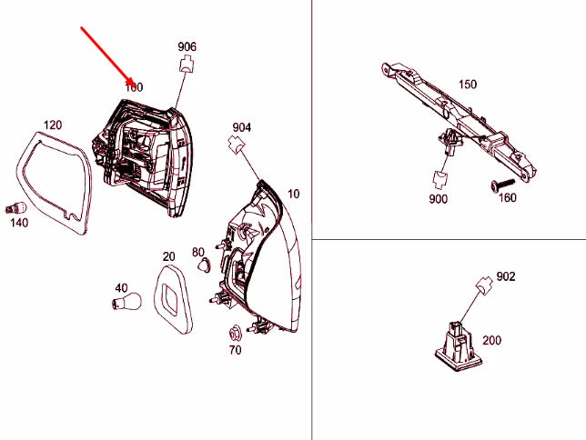 NEW MERCEDES-BENZ C T-MODEL S205 REAR RIGHT INNER TAIL LAMP A2059065600 ORIGINAL
