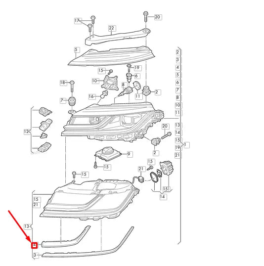 NEW VW ARTEON 3H7 FRONT LEFT HEADLIGHT CENTER MOLDING TRIM 3G8941119B