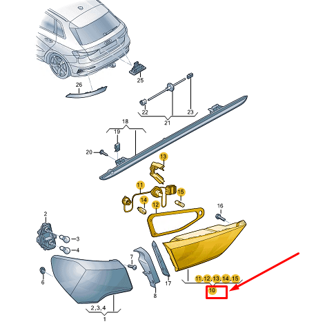 new audi a3 sportback 8y rear right side tailgate tail light 8y0945076a original