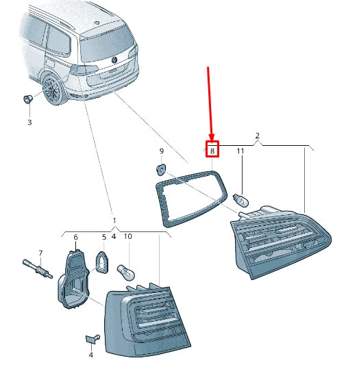 NEW VW SHARAN 7N REAR RIGHT INNER TAIL LIGHT SEAL 7N0945396