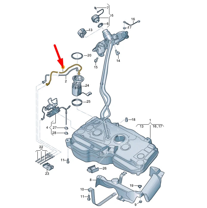 NEW VOLKSWAGEN TIGUAN AD MK2 FUEL FEED LINE BLACK 5QA201293D