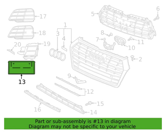 NEW AUDI Q5 FY FRONT BUMPER LICENSE PLATE HOLDER 80A807285M9B9