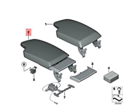 NEW BMW 3 F30 FRONT CENTER CONSOLE UPPER ARMREST LHD 51169285152 ORIGINAL