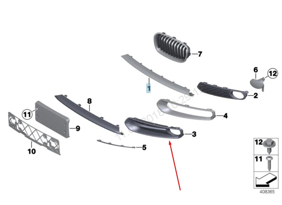 NEW BMW 1 F20 RIGHT FOG LIGHT GRILLE SPORT 51117341614 7341614 2014 ORIGINAL