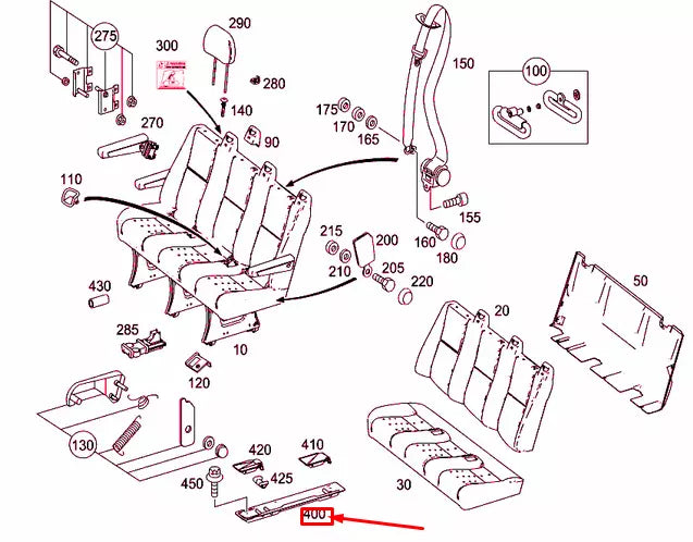 NEW MB SPRINTER 906 BENCH SEAT BOTTOM FIXTURE A0009500274 ORIGINAL