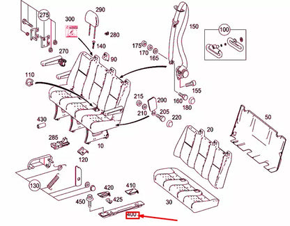 NEW MB SPRINTER 906 BENCH SEAT BOTTOM FIXTURE A0009500274 ORIGINAL