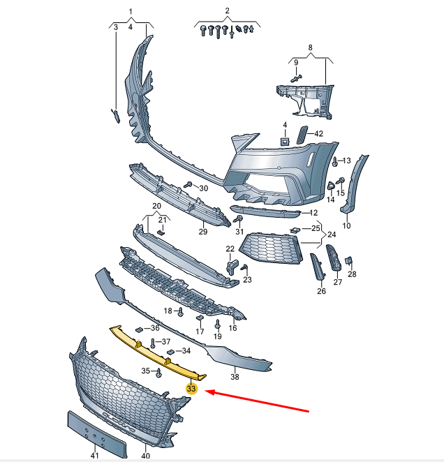 new audi tt rs fv mk3 front spoiler 8s0807110ggru original