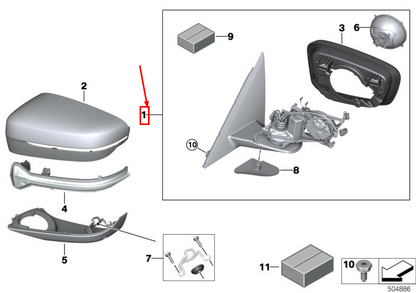 new bmw 5 touring g31 front right side wing mirror 51167485160 original