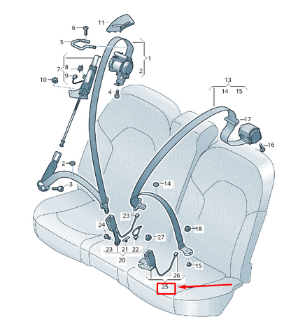 NEW AUDI A8 4N REAR MIDDLE SEAT BELT BUCKLE 4N0857753KMNB ORIGINAL