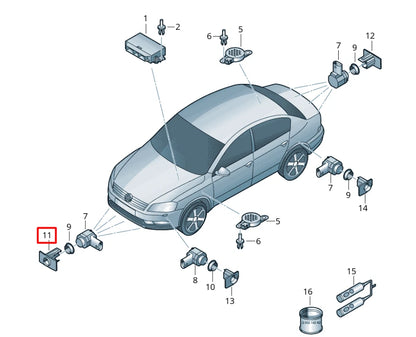 NEW VW PASSAT B7 365 FRONT RIGHT CENTER PARKTRONIC HOLDER 3AA919494B ORIGINAL