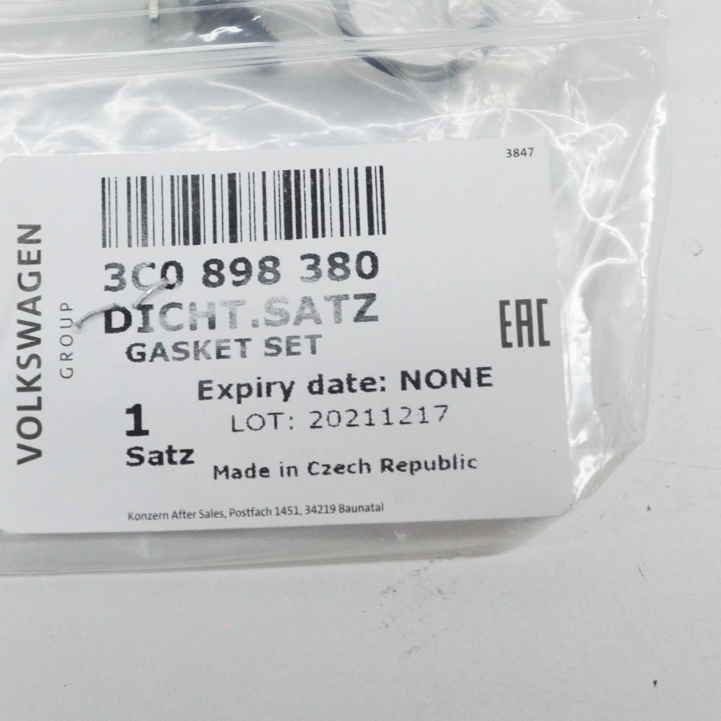 NEW VOLKSWAGEN BEETLE A5 HEATER CORE HOSE GASKET SET 3C0898380 ORIGINAL