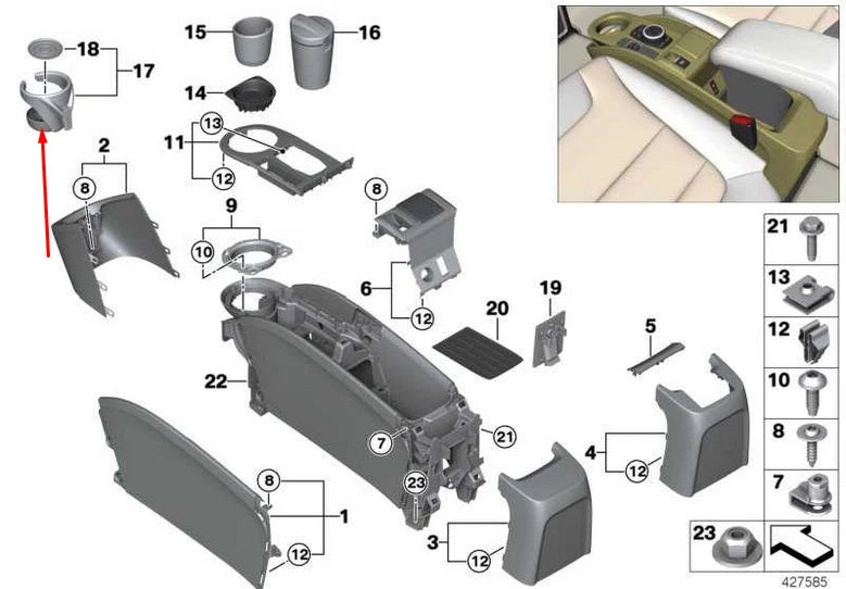 NEW BMW I3 I01 CUP HOLDER 51169283147 9283147 ORIGINAL